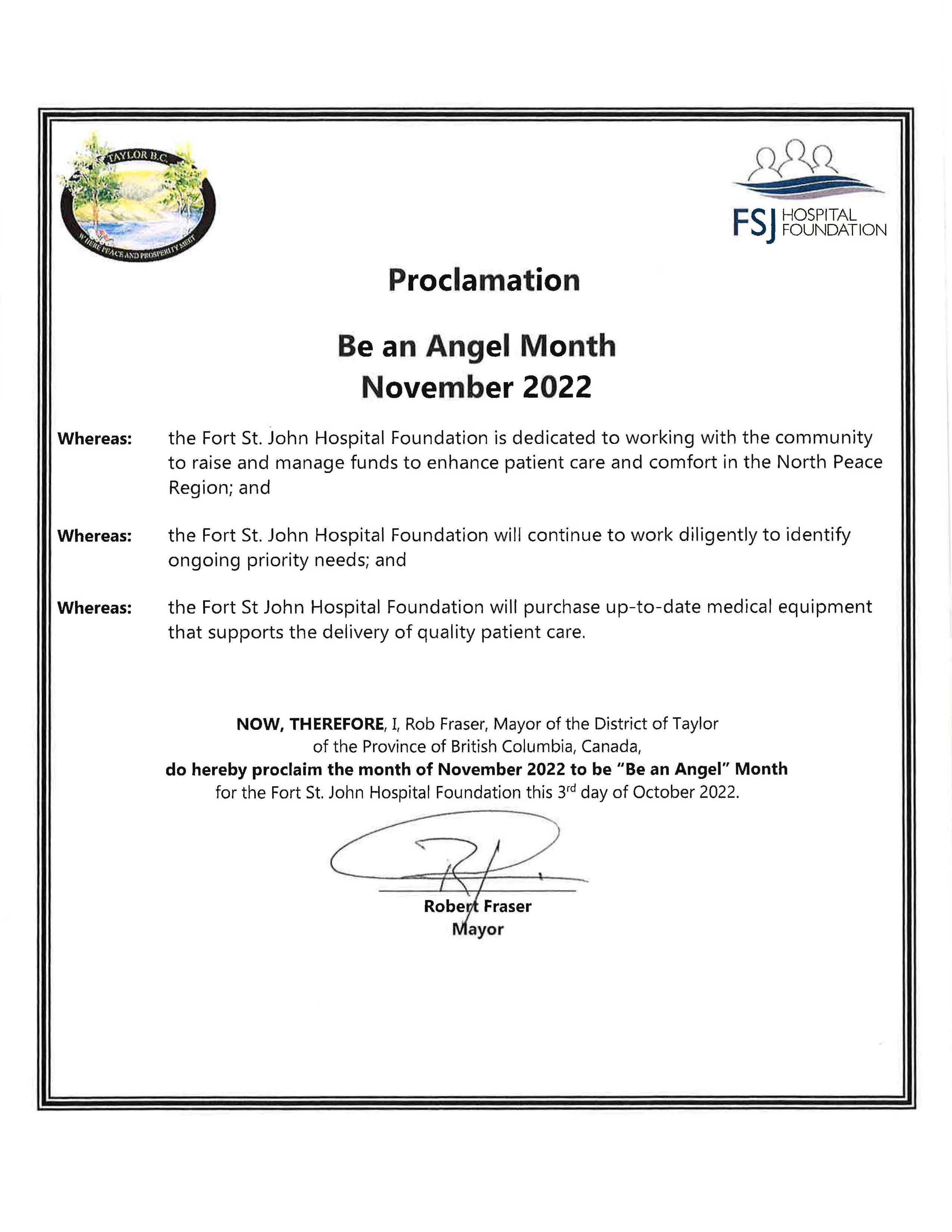 November 2022 proclaimed as ‘Be an Angel’ month