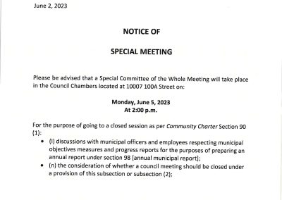 June 5, 2023 Notice of Special Meeting