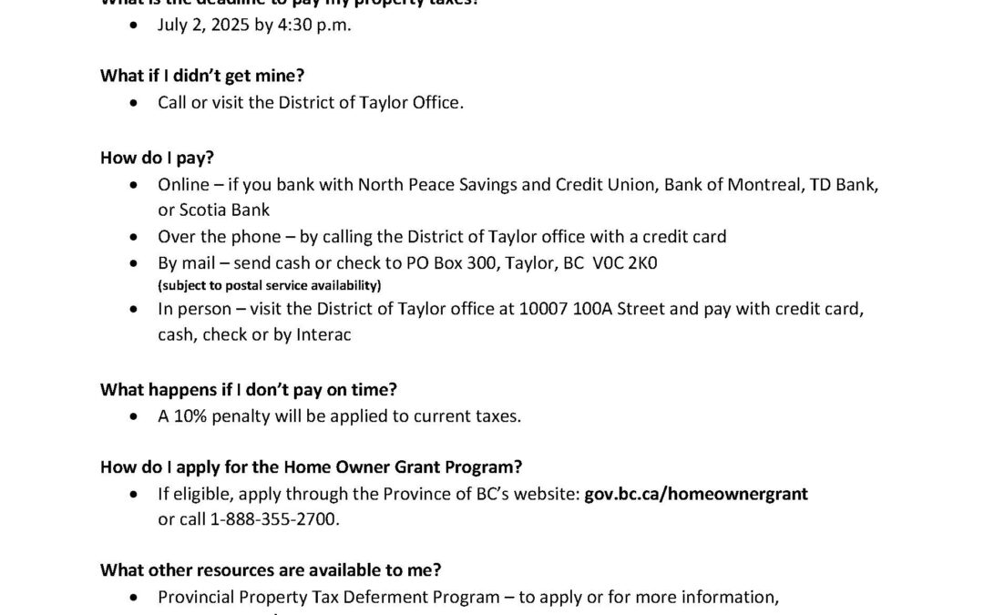 2025 Annual Property Taxes have been issued